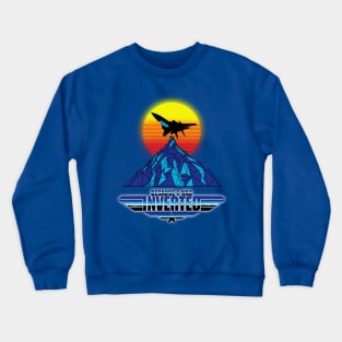 Because I Was Inverted Top Logo Retro Vintage 80s Neon Sign Sunset F14 Airplane Rooster Goose Maverick Iceman Wingman Crewneck Sweatshirt